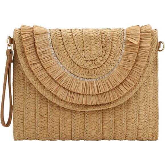 Handbags - Gets Straw Clutch Purse for Women, Woven Beach Bag Summer Corssbody Purse Small